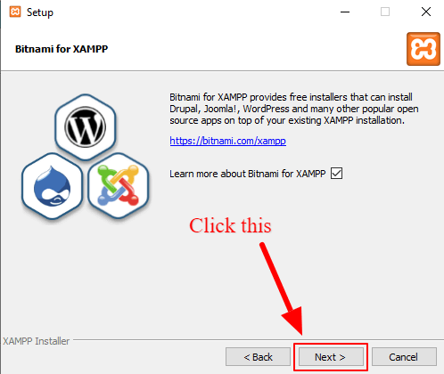 install-php-xamp-showing-bitnami-click-next Install PHP on Windows