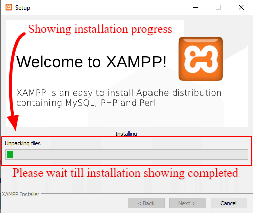 xamp-showing-installation-progress