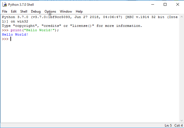 Interactive mode to execute Python program.