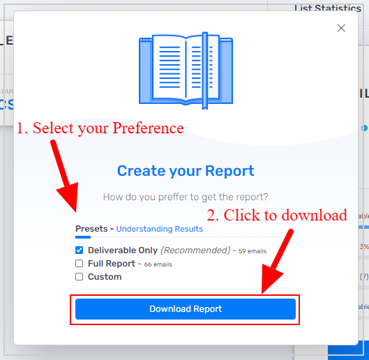 dashboard-email-list-verified-select-preference-click-download-report