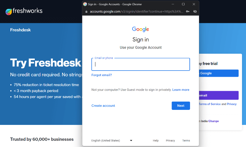 signup with google