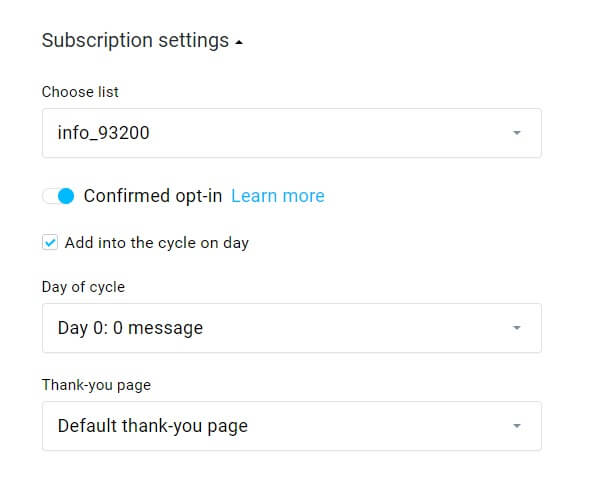 Make settings for the subscription