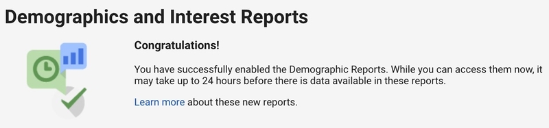 MonsterInsights Engagement settings demographics enabled on Google Analytics