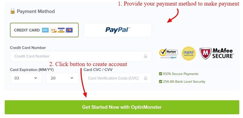 provide payment method information