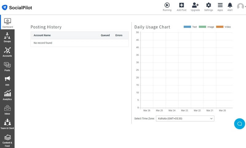 SocialPilot dashboard