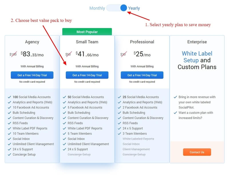 SocialPilot pricing