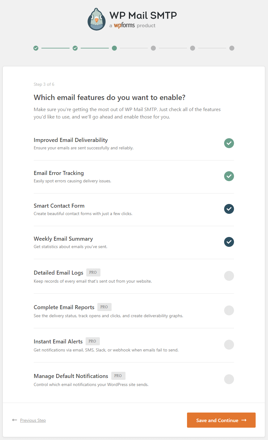 wp mail smtp review features set tick
