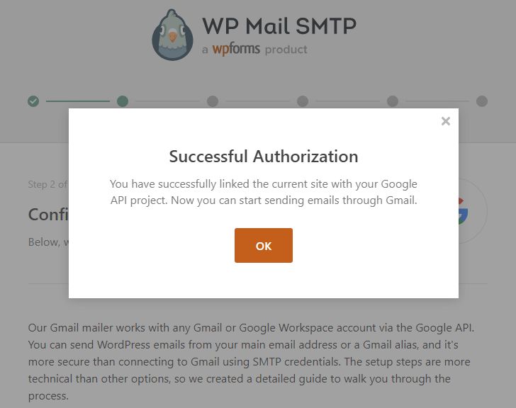 Gmail success authorization