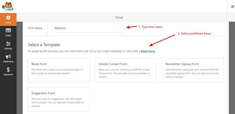 Pre-Made Form Templates in WPForms review Lite Free Version