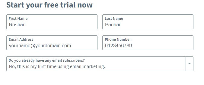 Enter your email and name and other details