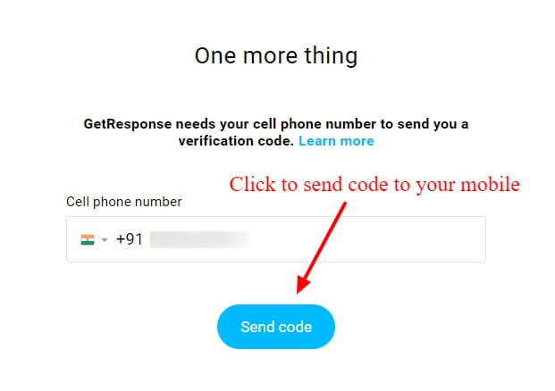 Send your mobile verification code