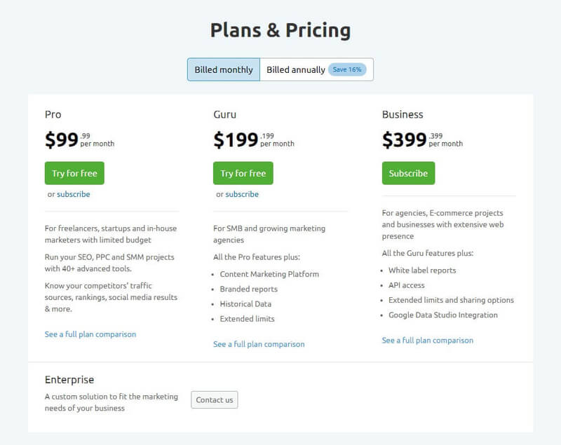 Pricing options to buy all-in-one marketing toolkit