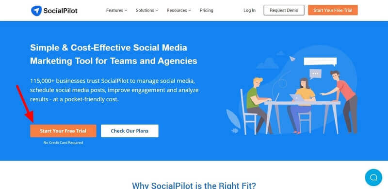 signup SocialPilot homepage