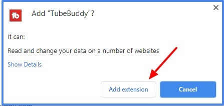 TubeBuddy click add extension button