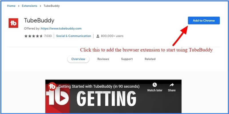 TubeBuddy add to chrome extension