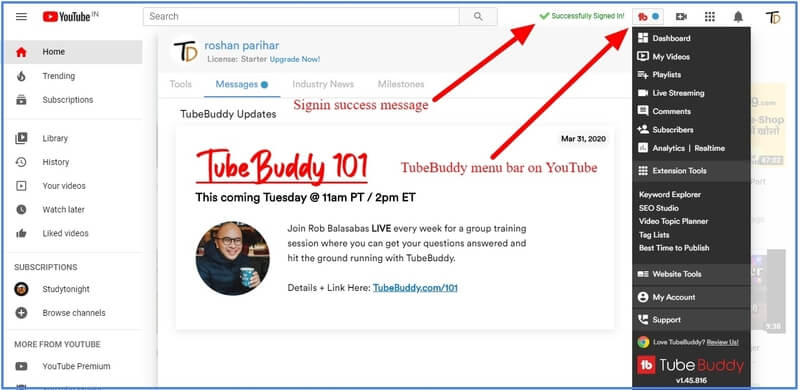 tubebuddy-signin-with-youtube-signin-succesfully-message