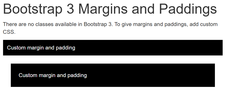 Examples for Margins and paddings in Bootstrap 3