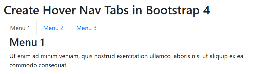 Hover Nav Tabs in Bootstrap 4