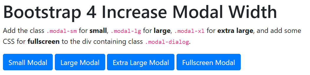 Change or Increase Modal Width in Bootstrap 4