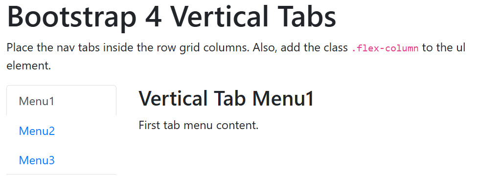 Vertical Nav Tabs in Bootstrap 4