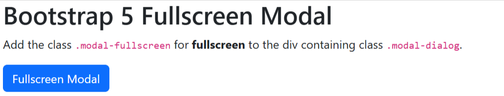 Fullscreen Modal in Bootstrap 5