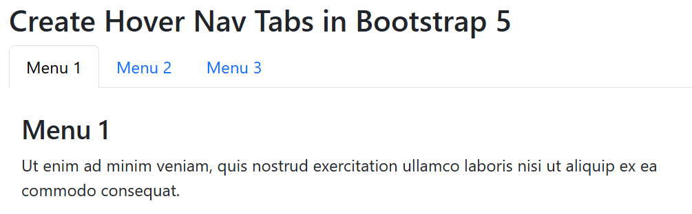 Display Nav Tabs on Hover in Bootstrap 5