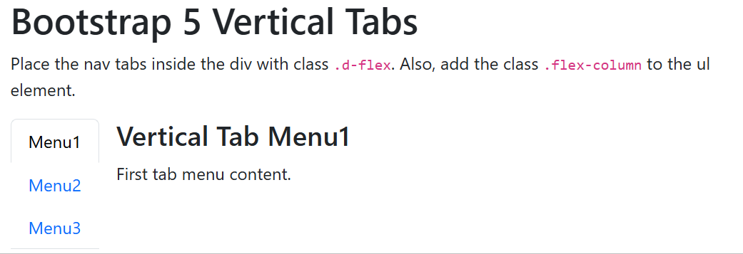 Create Vertical Tabs Menus in Bootstrap 5