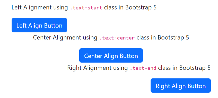 right align button, left align button, and center align button bootstrap