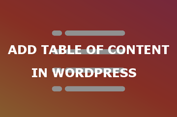 Add Table of Content Wordpress