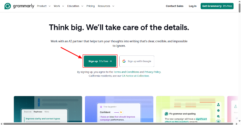 Grammarly homepage