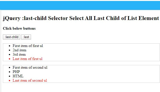 jQuery :last-child selector