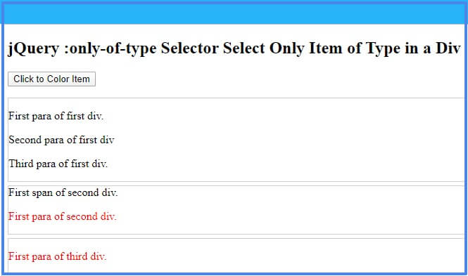 jQuery :only-of-type selector