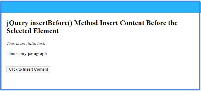jquery-insertbefore-method