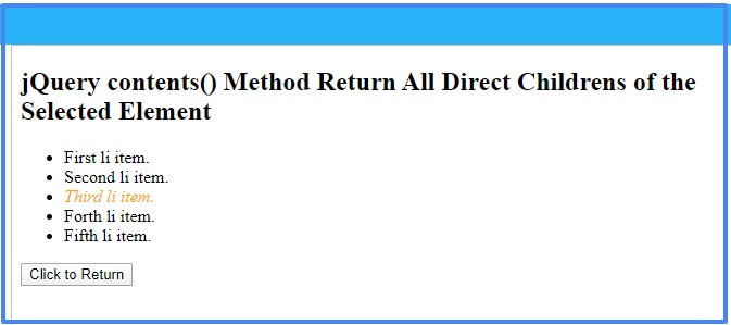 jQuery contents() Method