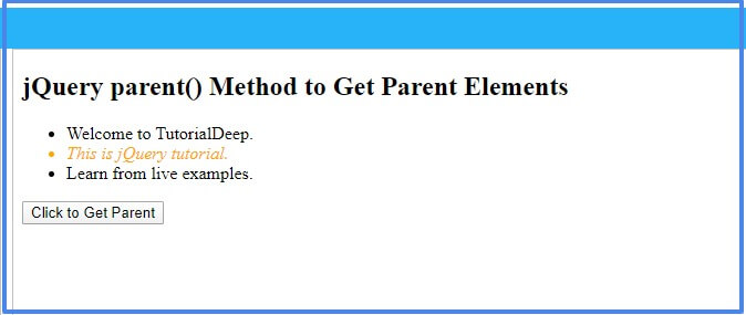 jQuery parent() Method