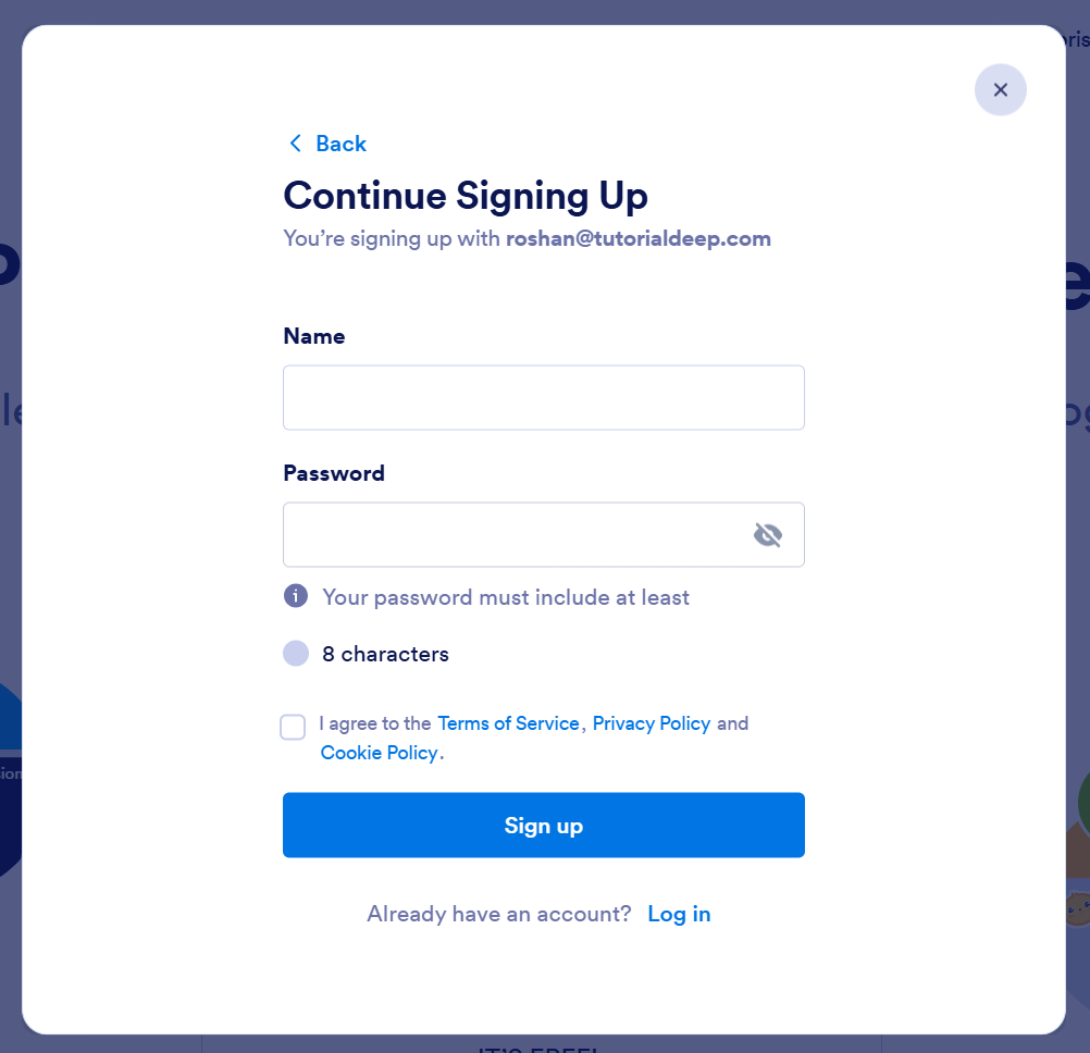 jotform signup through email