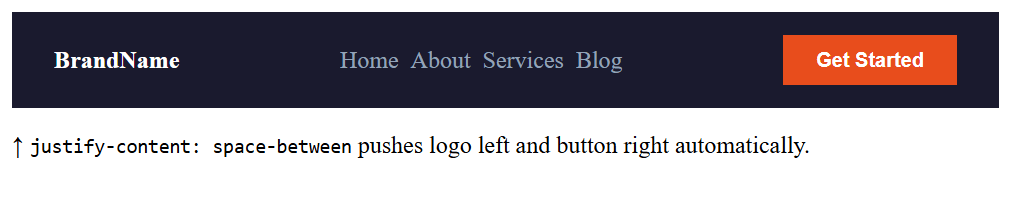 CSS Flexbox layout with logo
