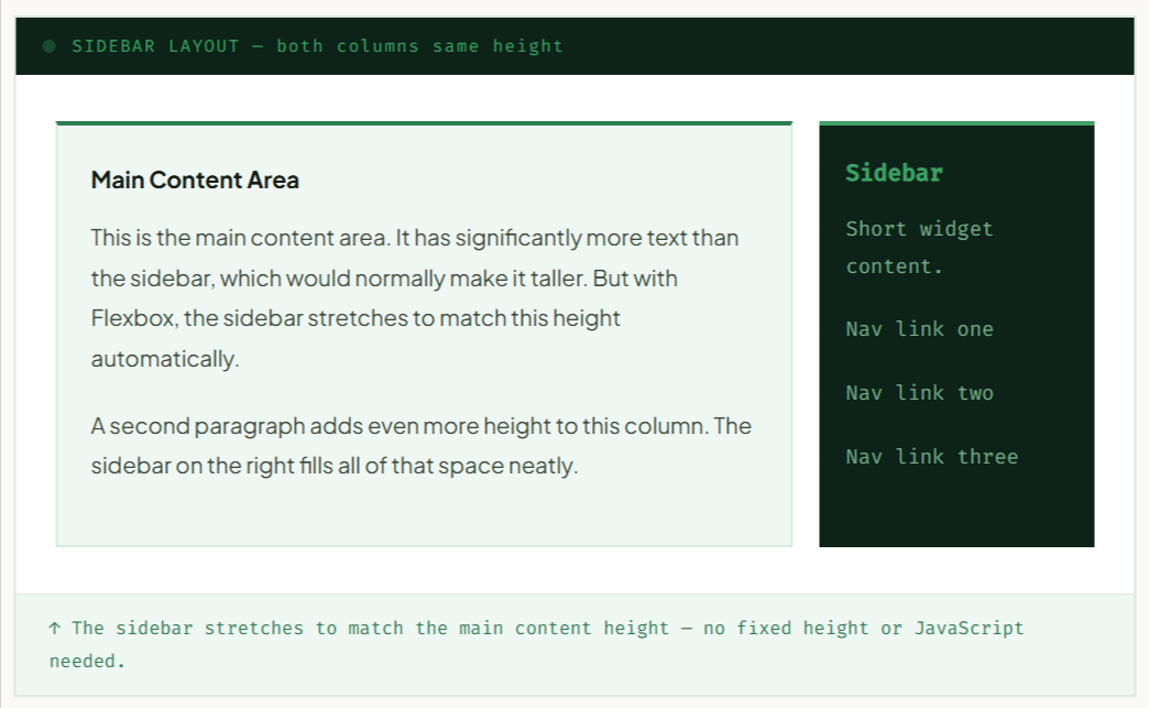 Sidebar layout both same height