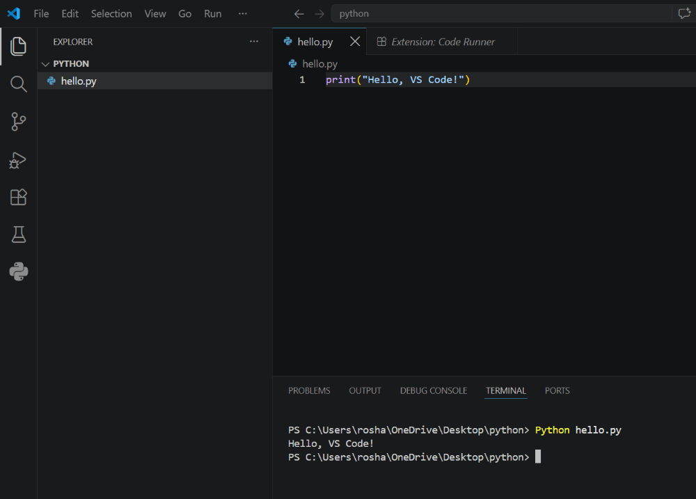 Run python on terminal