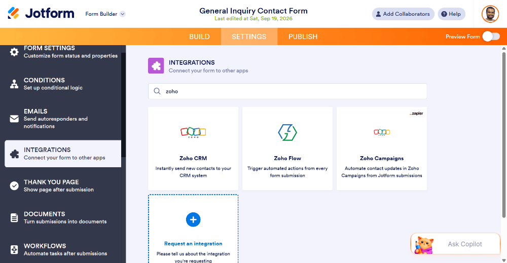 Jotform integration options