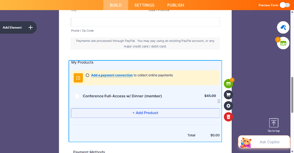 fixed price option to connect payment gateway
