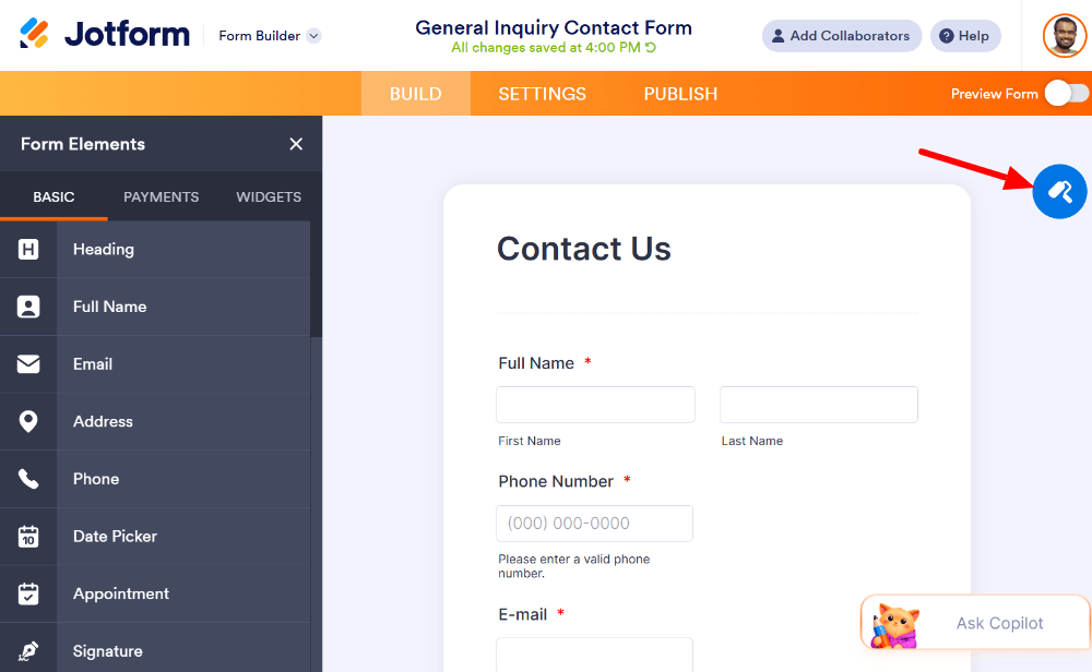Customizing a Jotform form with the Form Designer